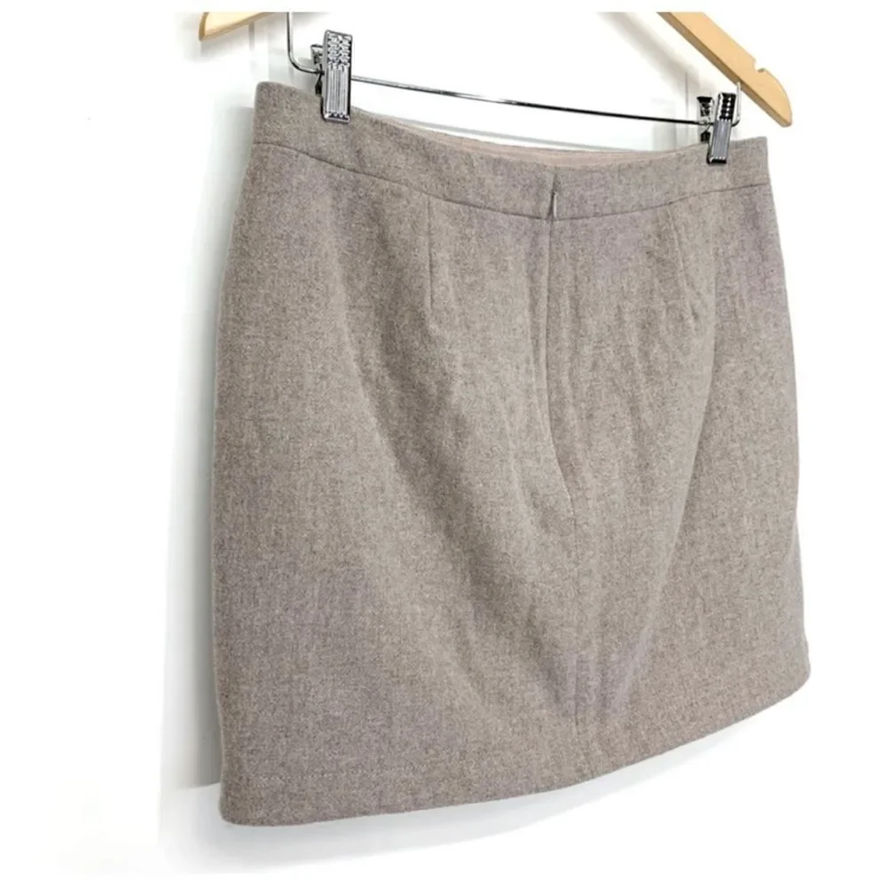J. Crew Preppy Career Shirttail Wool Blend Mini Skirt In Stone Size 2